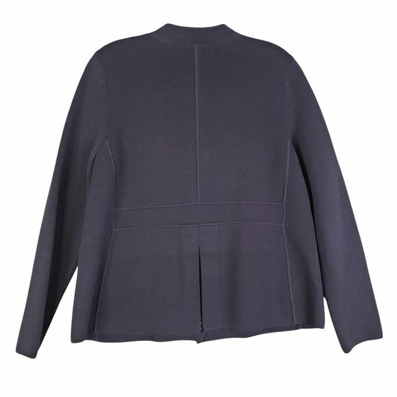 Talbots Blazer Women’s Size LP Large Petite Jacket Navy Blue Stretch Knit - Picture 3 of 7